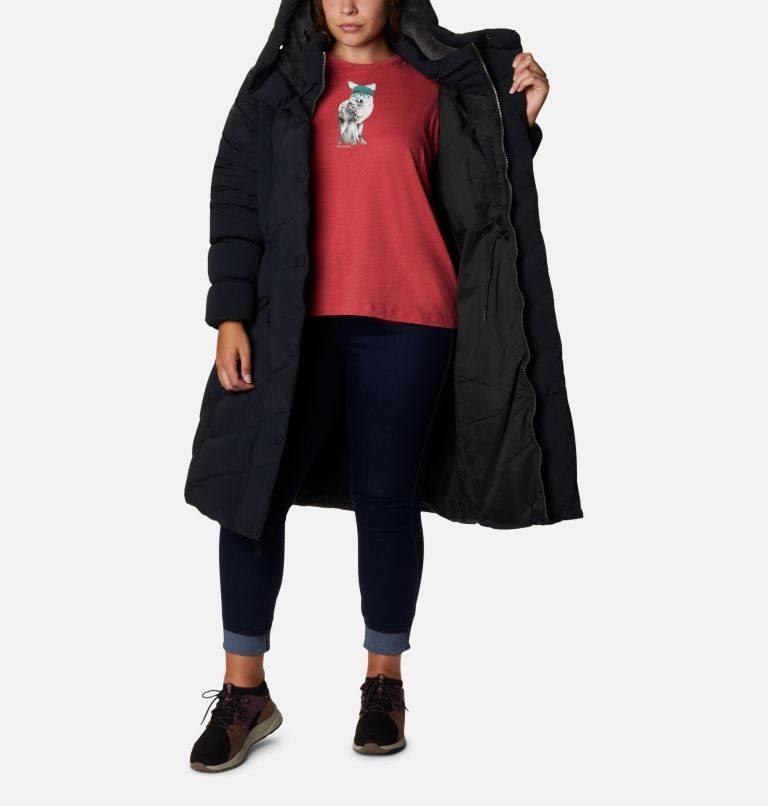 Women's Columbia Ember Springs Long Down Jackets Black | Plus Size CA-X651A